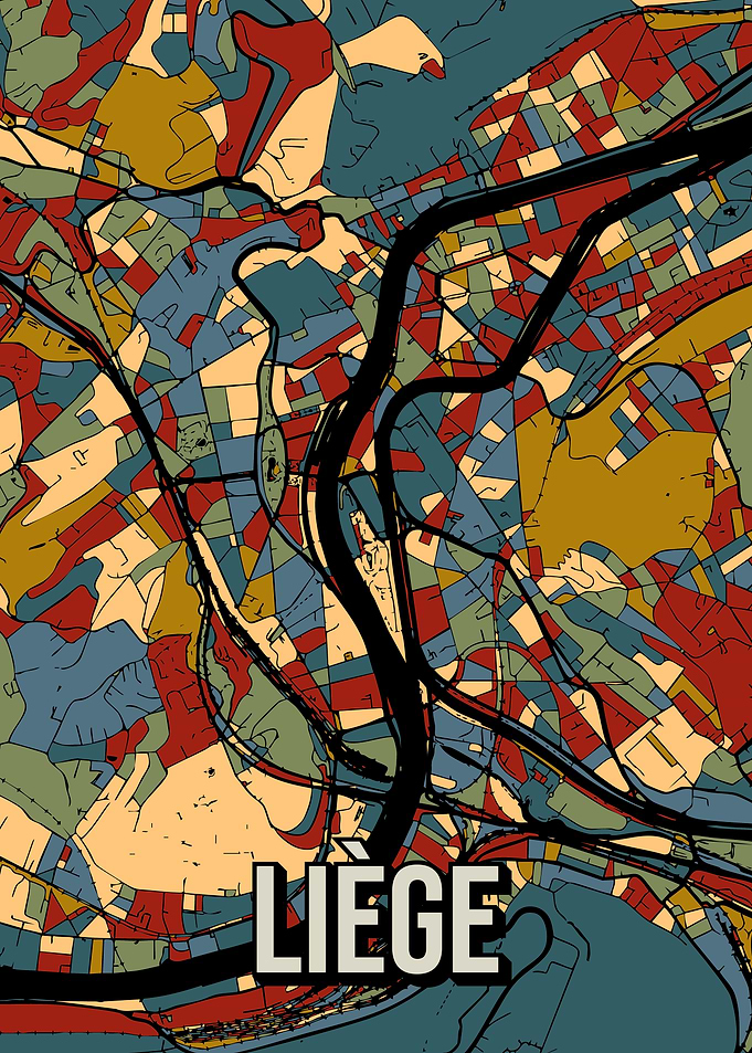 Liege Luik Earthtone City Map Art
