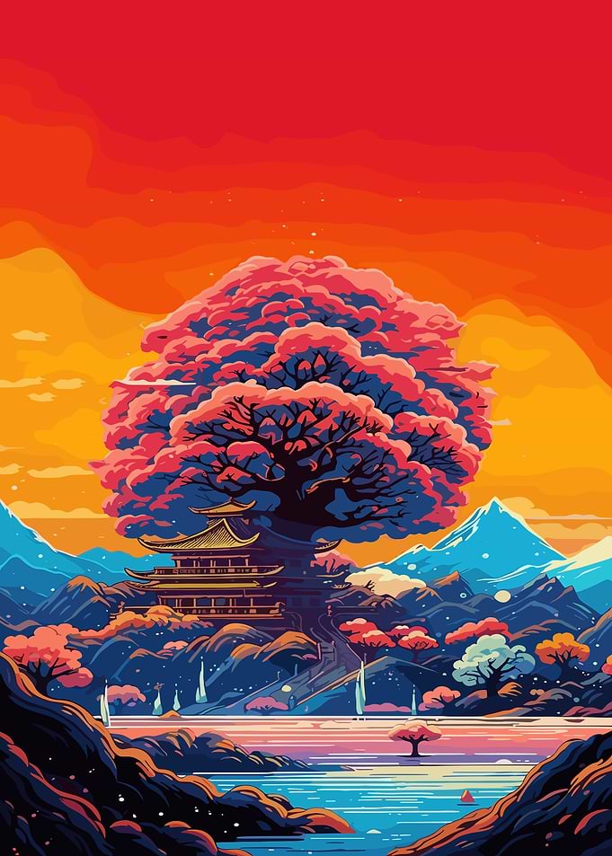 Japanese Garden Sunset