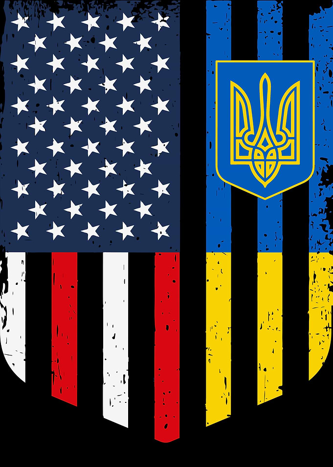 US & Ukraine Flag Design - Ukrainian American Flag