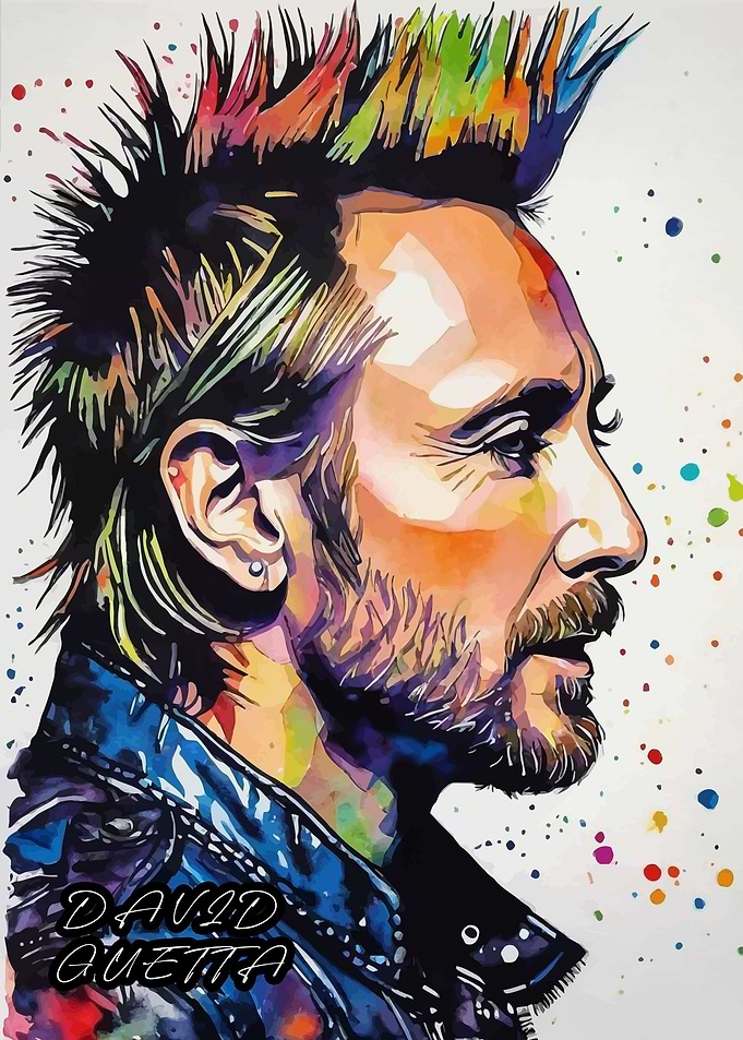 David Guetta Watercolor Portrait
