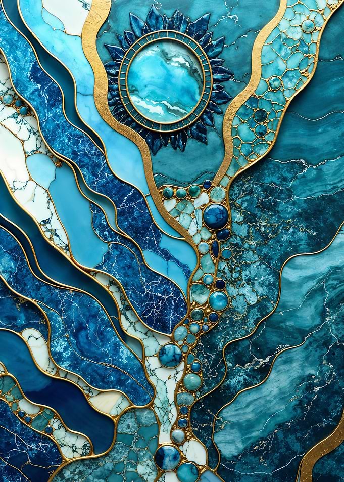 Kintsugi Blue and Gold Mosaic