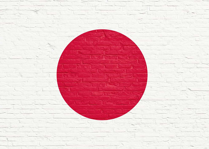 Japan - Japanese Flag on Brick Wall