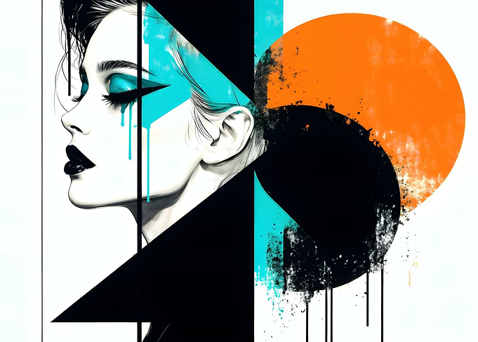 Abstract Woman with Geometric Shapes