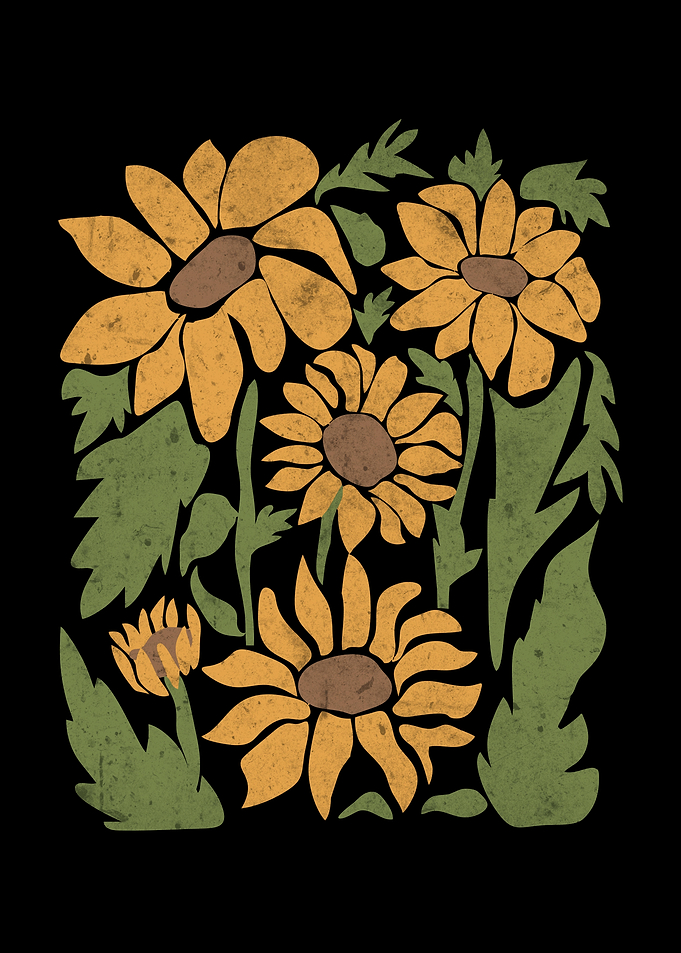 Sunflowers on Black