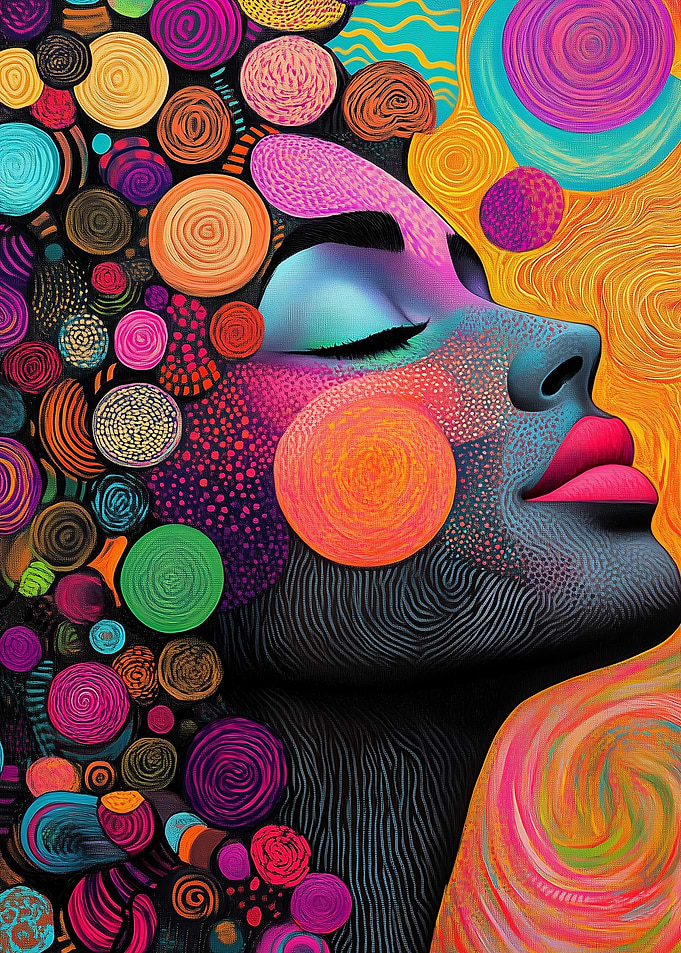 Abstract Woman with Swirls