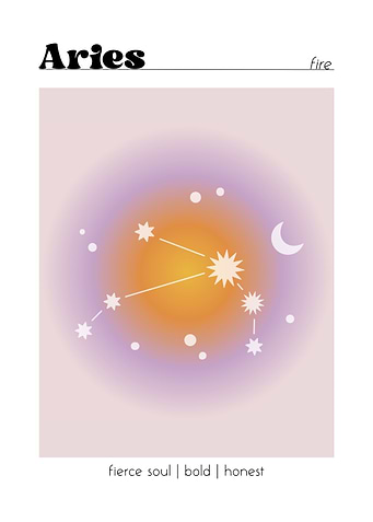 Aries Zodiac Constellation Aura Poster Wall Art