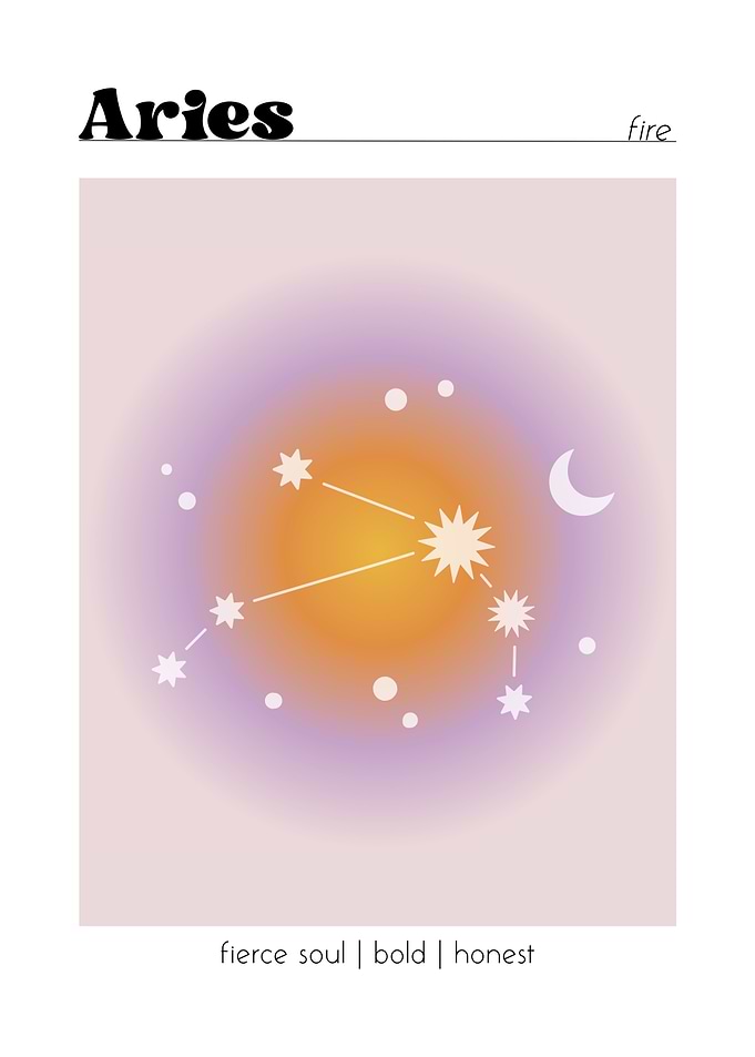 Aries Zodiac Constellation Aura Poster Wall Art