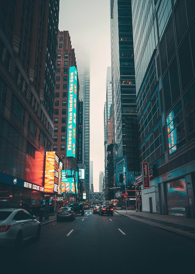 City Street with Skyscrapers