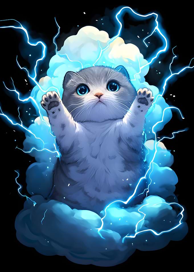 Cute Cat with Lightning