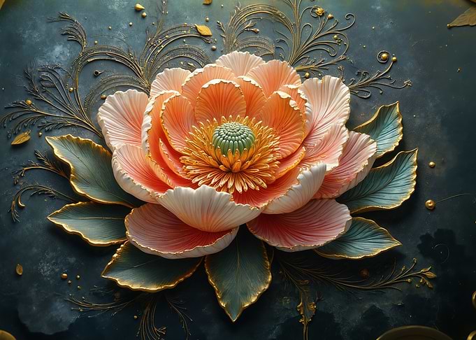Gold & Peach Flower