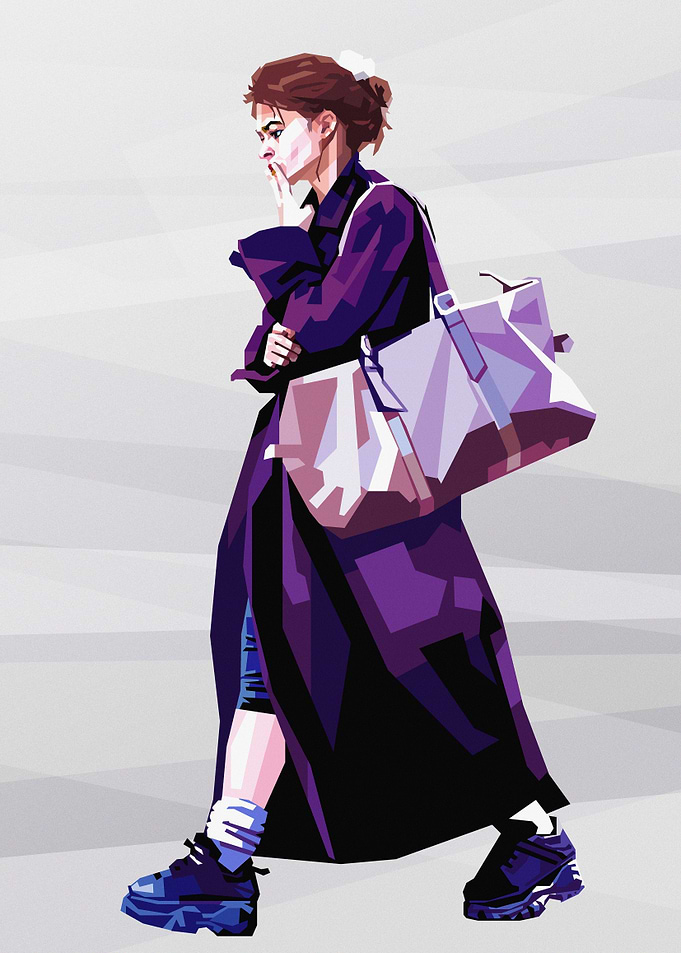 Helena bonham in Purple Coat