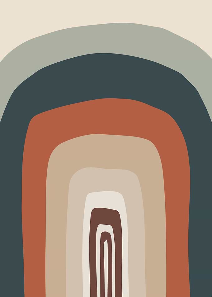 Abstract Rainbow Art Print in Earthy Neutrals