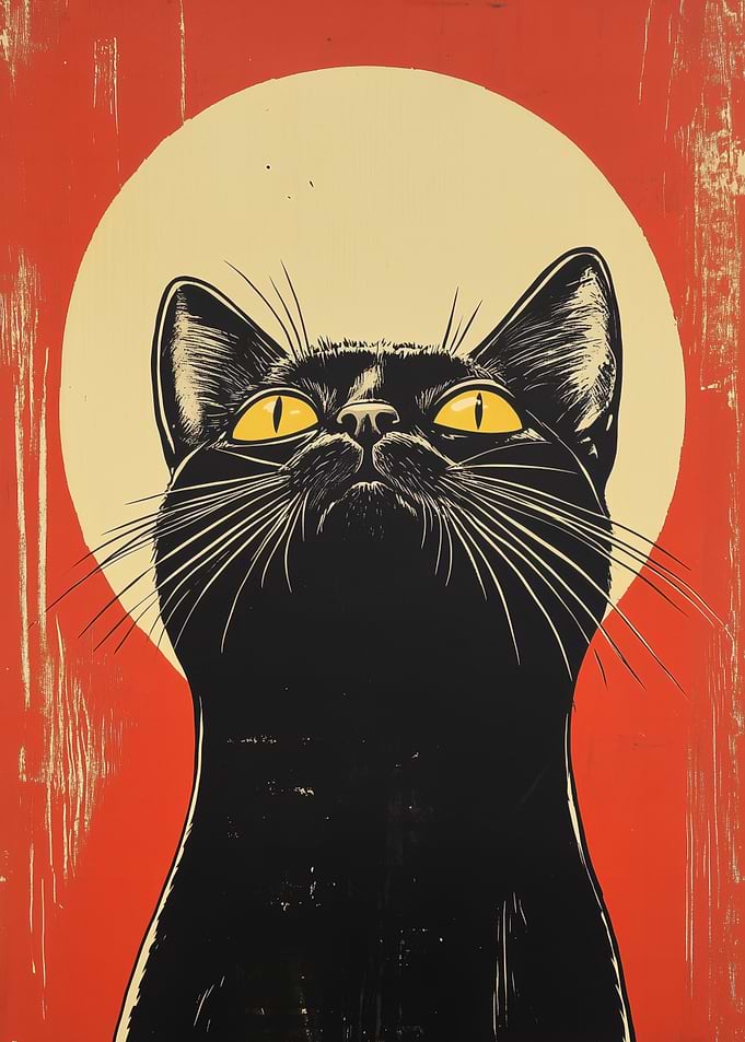 Black Cat Vintage Portrait