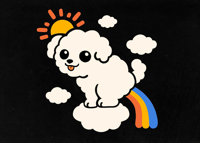 Poodle pooping rainbows