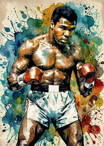 Muhammad Ali Watercolor Portrait