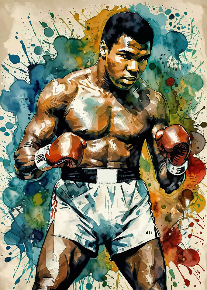Muhammad Ali Watercolor Portrait