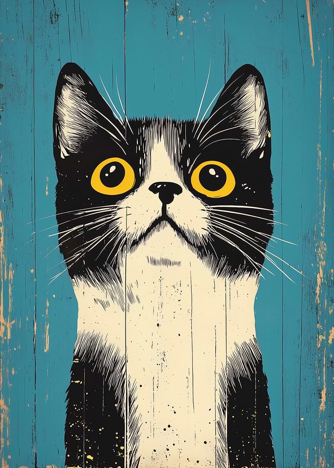 Curious Vintage Cat Portrait