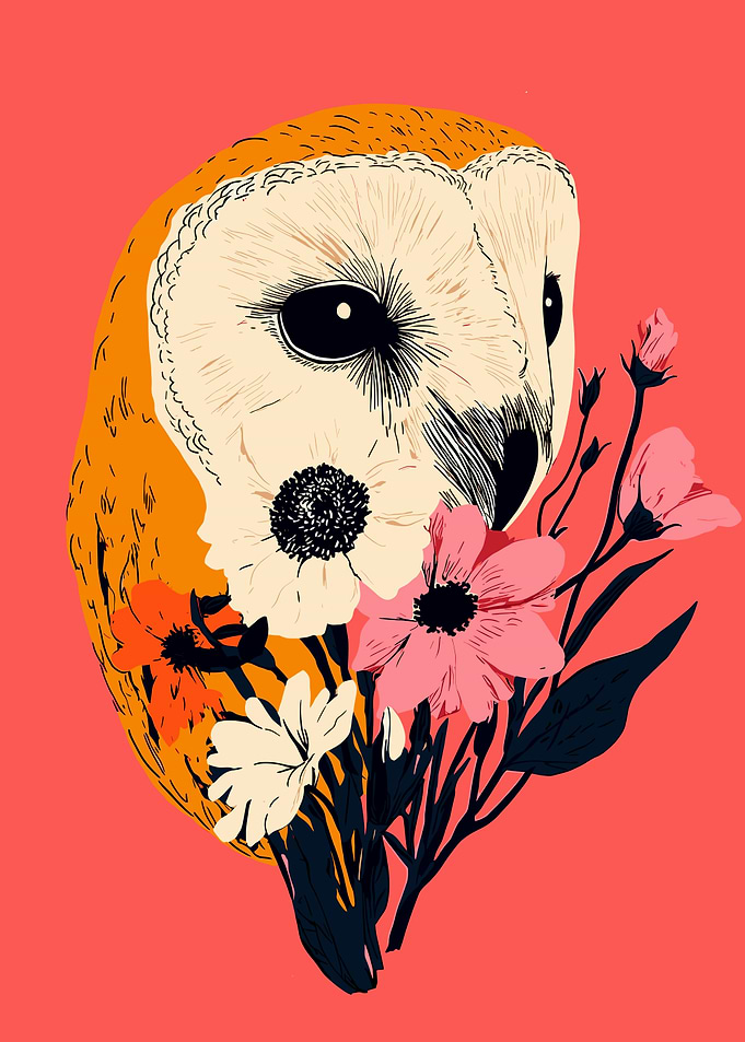 Owl and Flowers