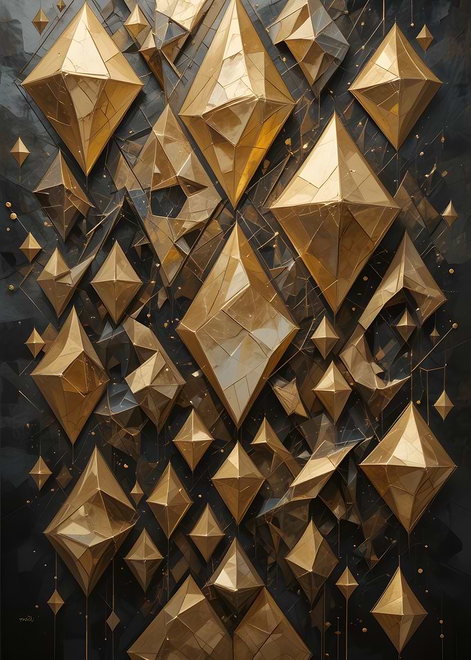 Golden Geometric Wall Art