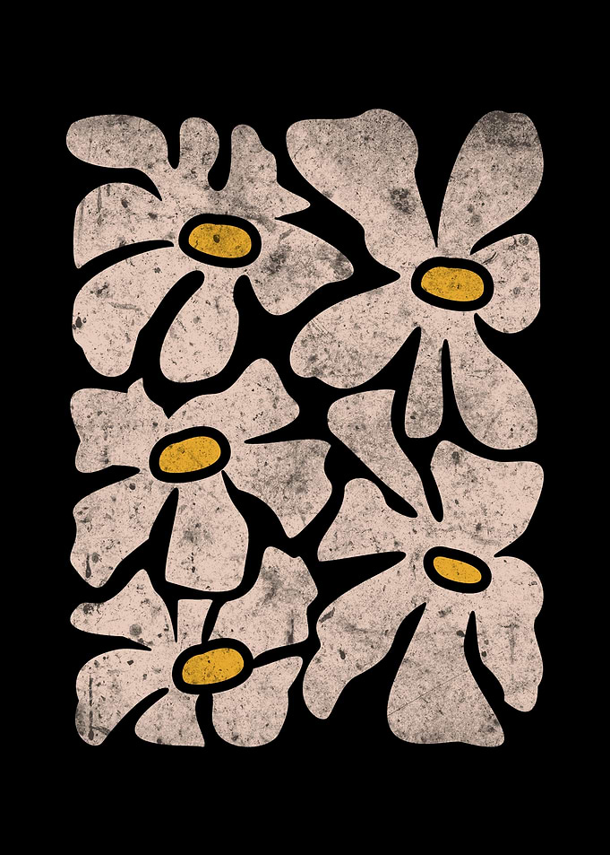 Floral Design with Grunge Texture