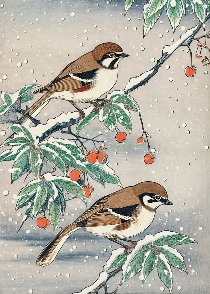 Birds in Winter Snow