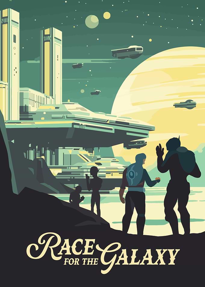 Race for the Galaxy Board Game Inspired Illustration Poster