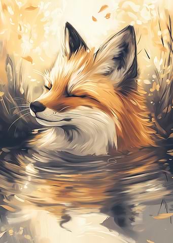 Fox Chilling in Water
