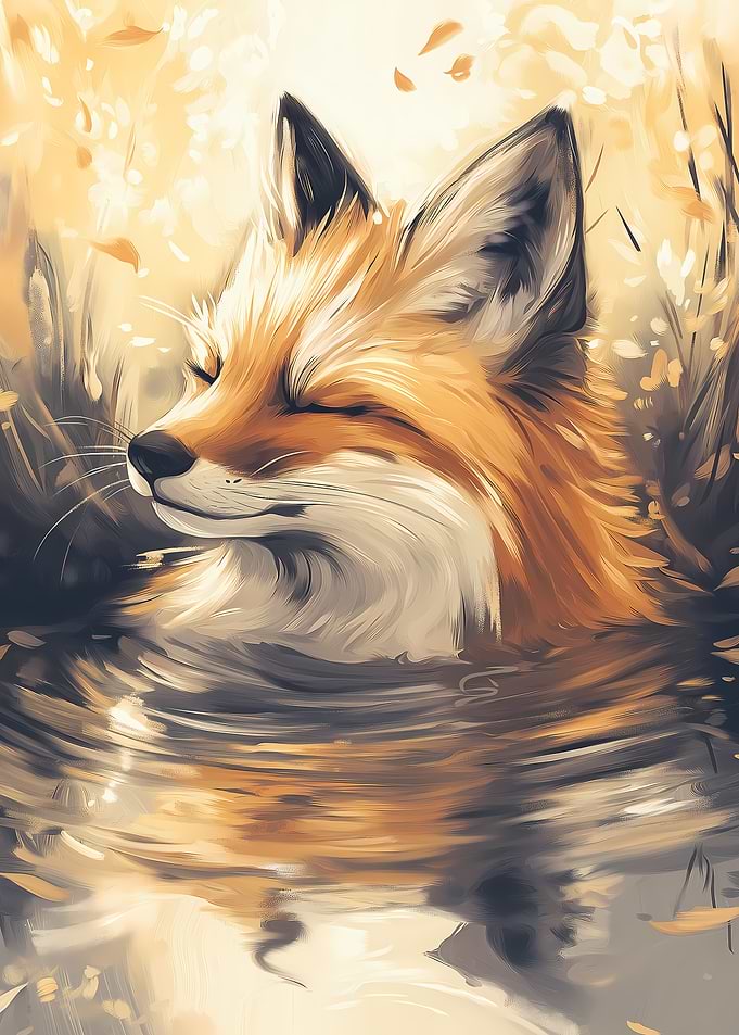 Fox Chilling in Water