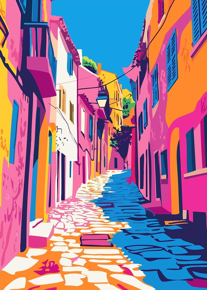 Croatian Town Minimalist Pastel Art