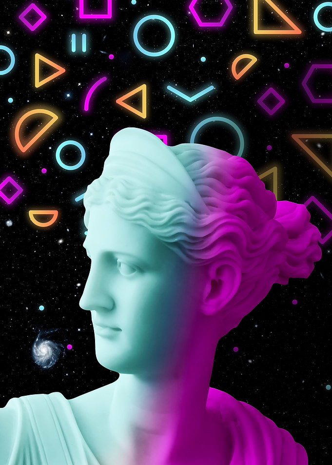 Vaporwave Gods: neon Ceres/Demeter