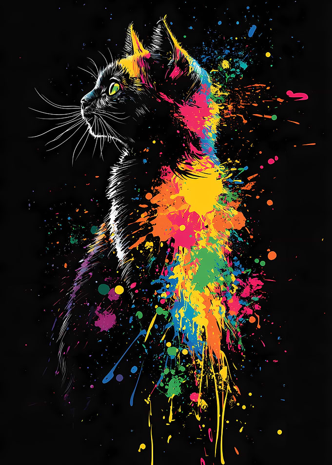 Colorful Cat Splash Art