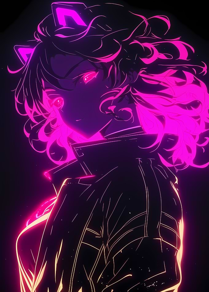 Anime Girl Neon Portrait