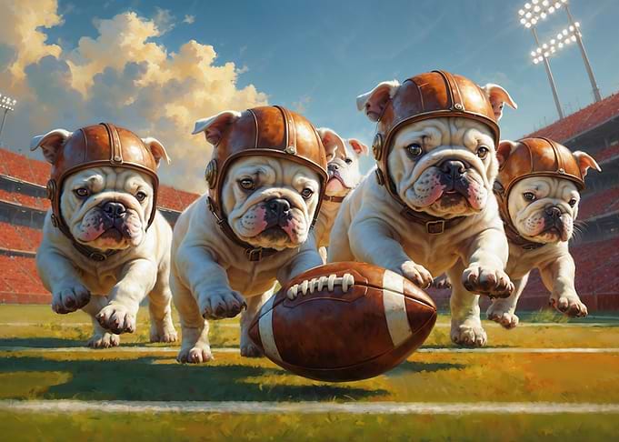 Vintage Football Bulldog Pups Style