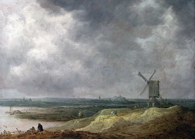 Windmill Landscape Painting