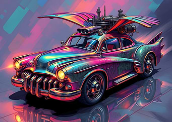 Flying Retro Car