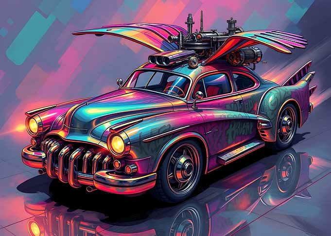 Flying Retro Car