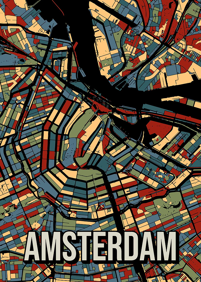 Amsterdam Earthtone City Map Art