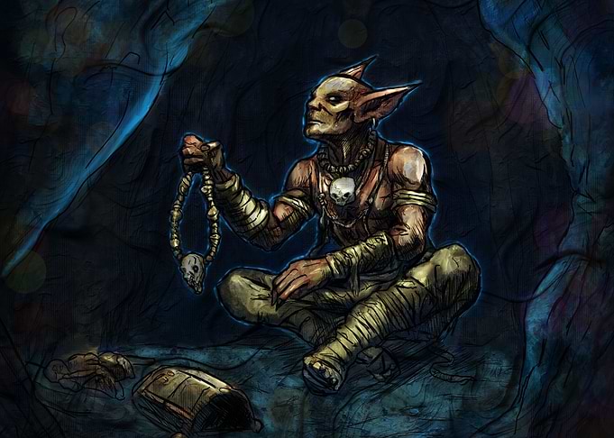 Goblin Shaman with Skull Necklace