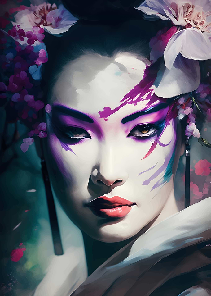 Geisha with Floral Adornments