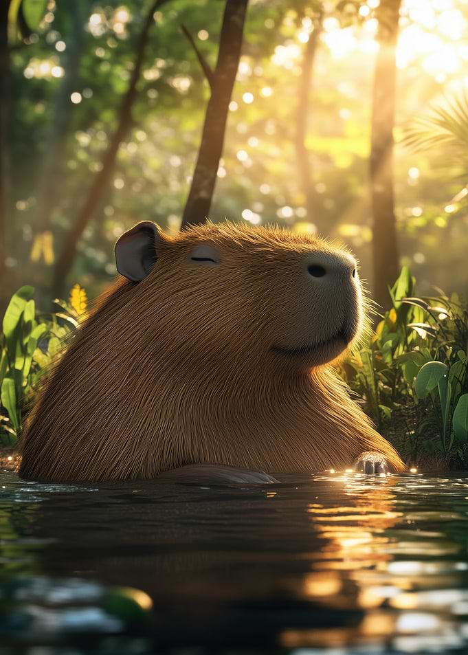 Capybara Relaxing in Water