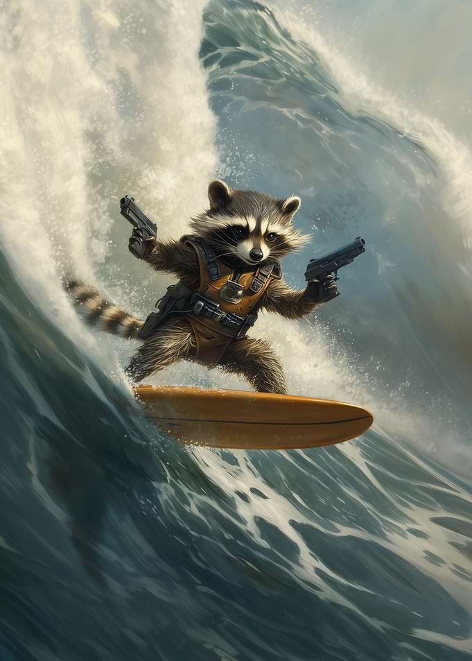 Rocket Raccoon Surfing