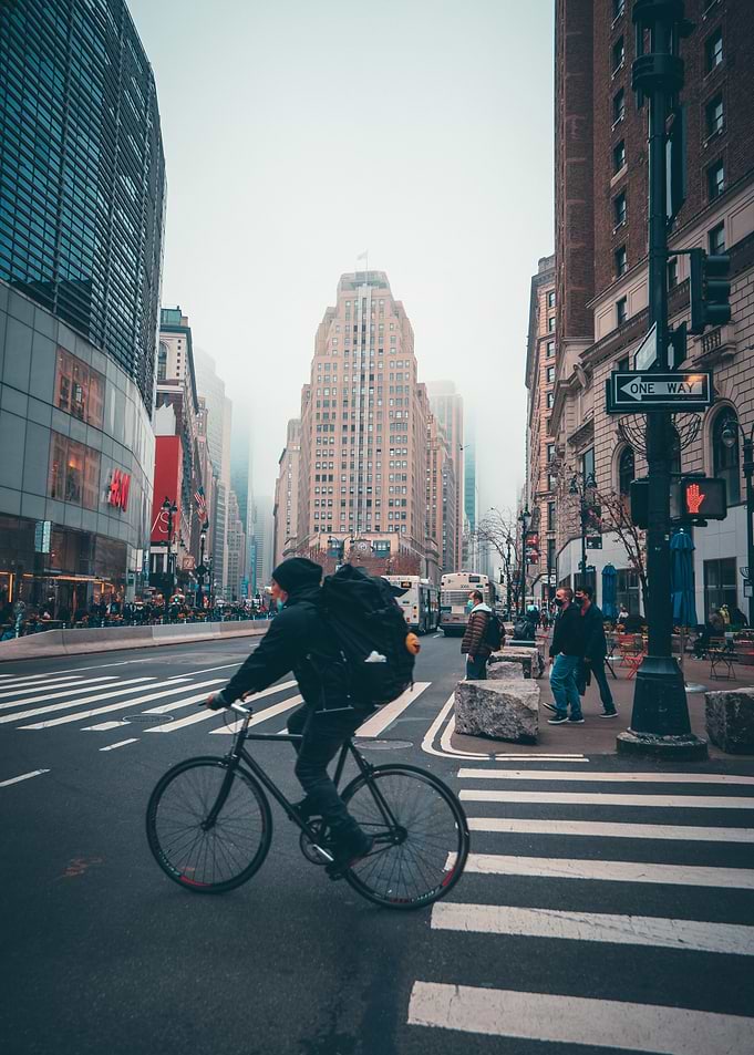 Cityscape with Cyclist