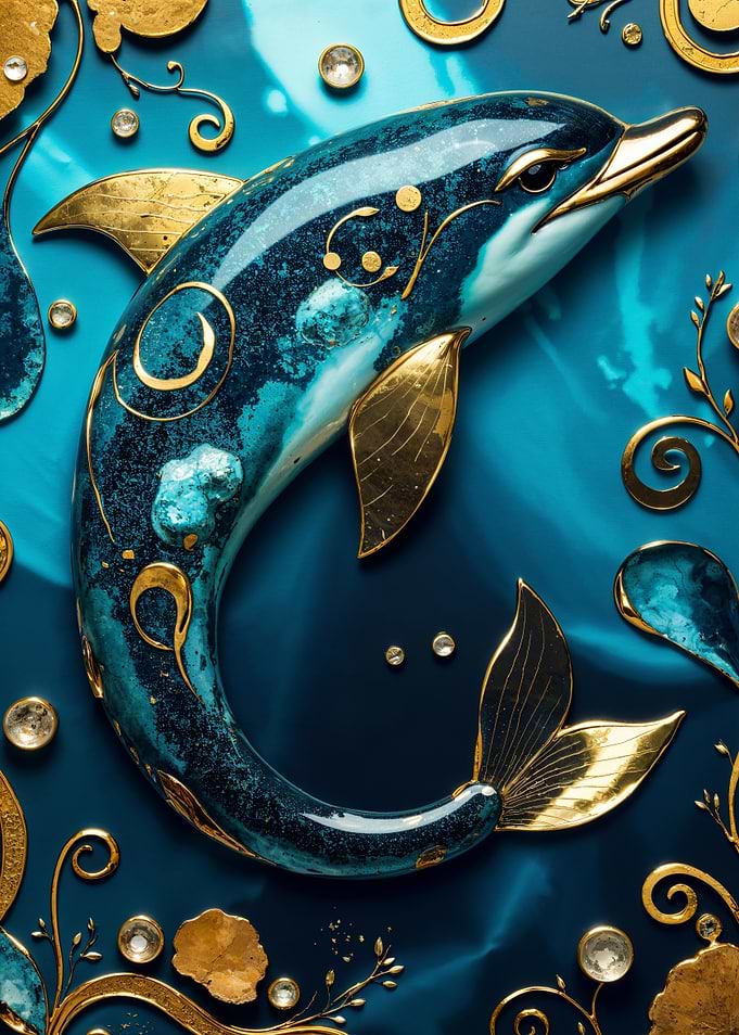Gold & Teal Dolphin