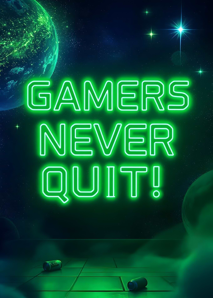 Gamers Never Quit Neon Sign