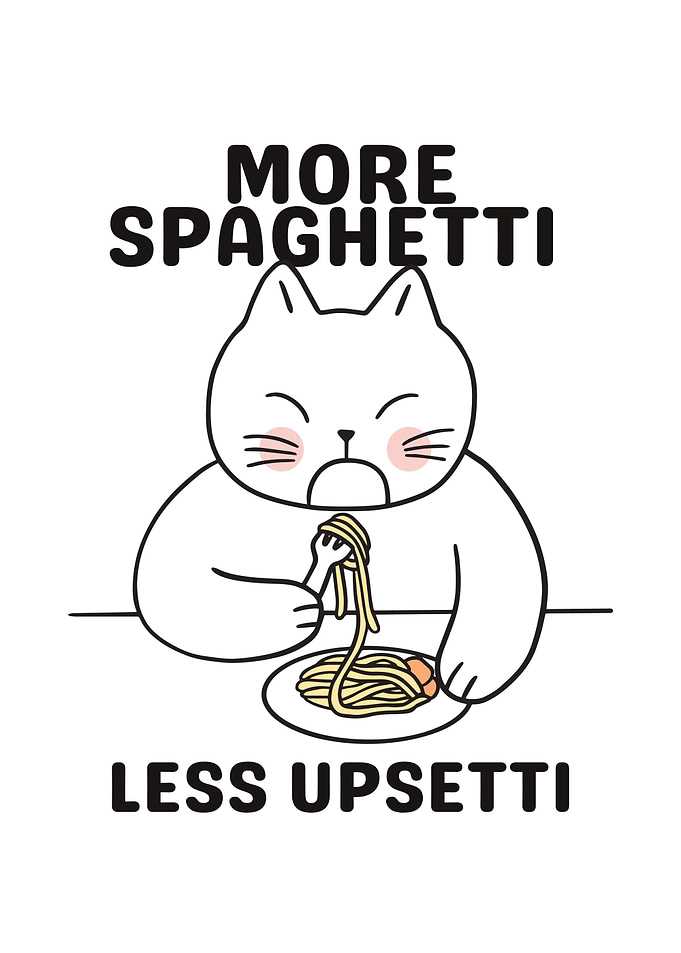 Cat Eating Spaghetti
