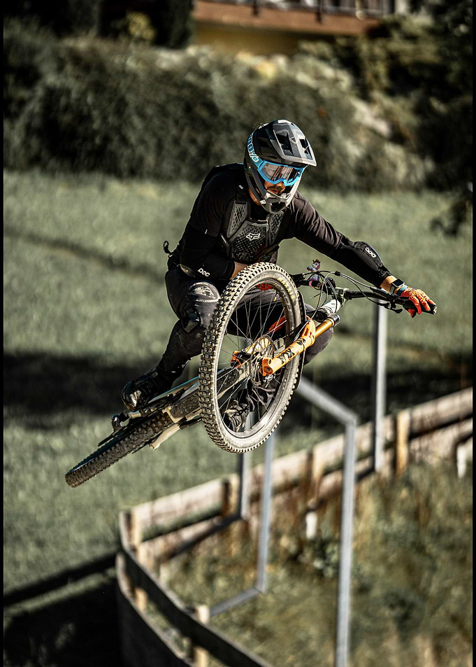 Mountain Biker in Mid-Air