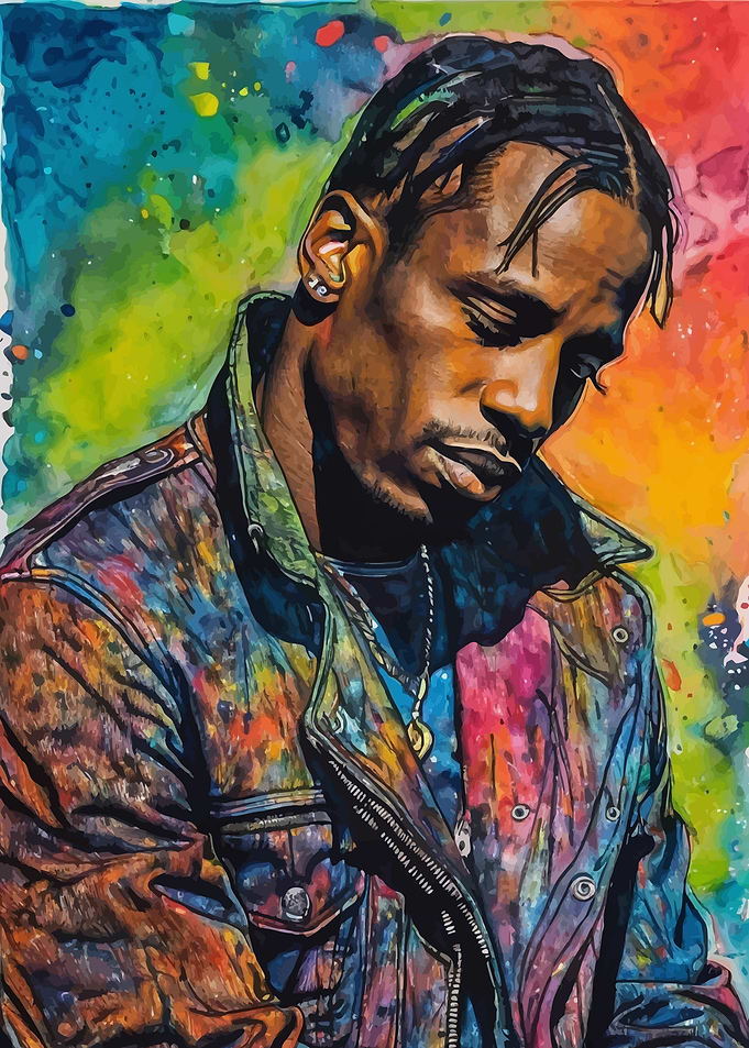 Travis Scott Watercolor Portrait