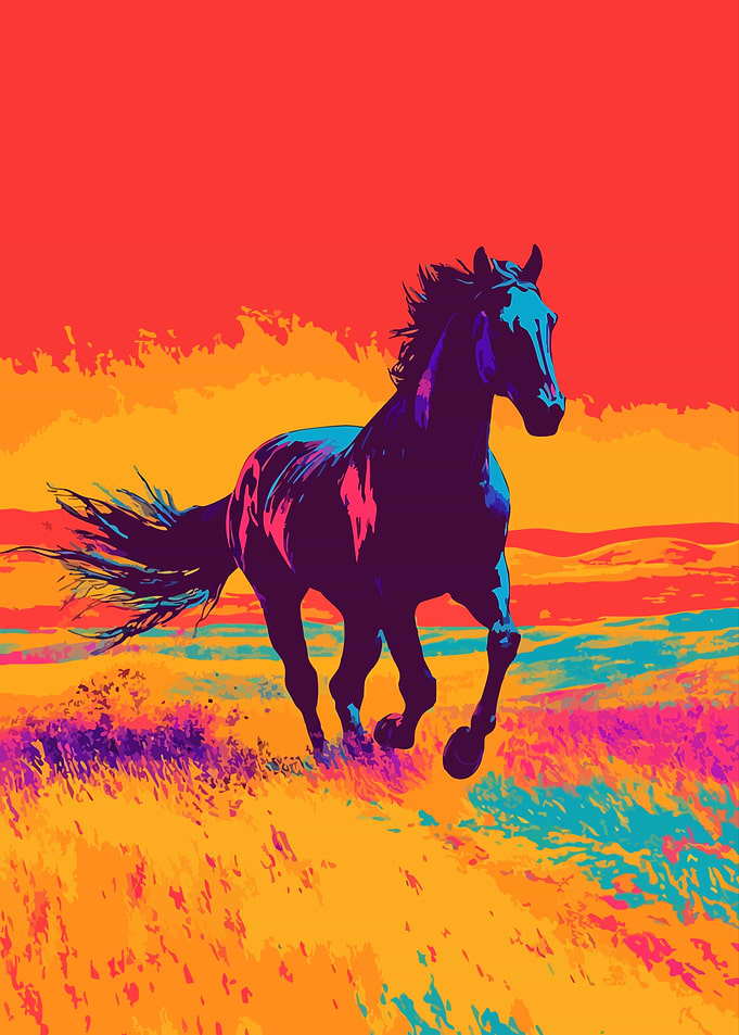 Black Horse Running Minimalist Art