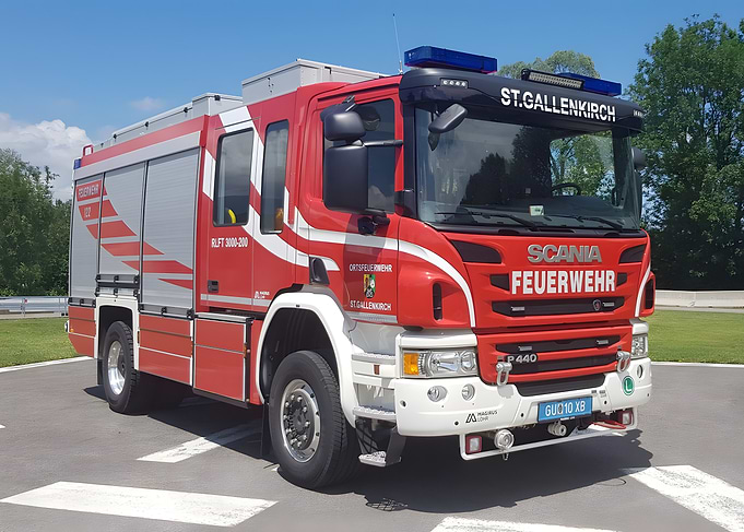 Austrian Red Scania Fire Truck