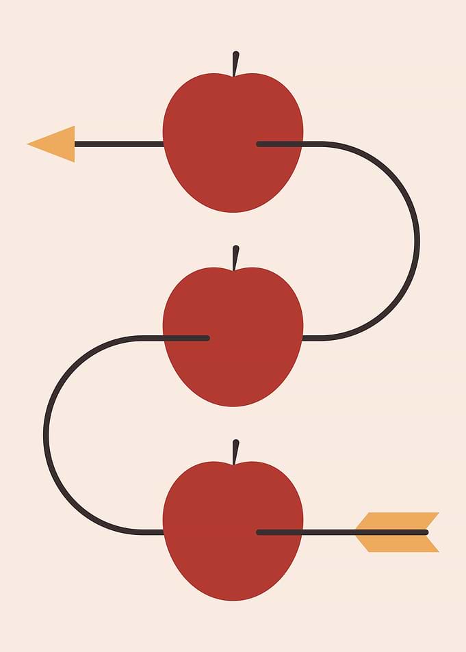 Apples pierced by arrow